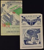 1947 FA Cup semi-final replay football programme Burnley v Liverpool at Maine Road 12 April 1947,