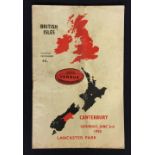 1950 British & Irish Lions Rugby New Zealand Tour programme - v Canterbury, June 3rd (16-5 win),