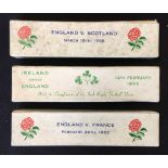 3x 1955 Five Nations Rugby VIP Presentation cigar boxes - incl England v Scotland, v France and