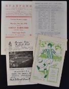 1973/74 Bradford Park Avenue home football programmes v Matlock Town (single sheet), v Great Harwood