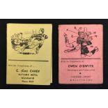 1957 & 1958 New Zealand Rugby fixture booklets - two single folded cards one from Wellington and
