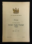 1930 British Lions rugby tour to New Zealand dinner menu - held by The New Zealand Assoc. London