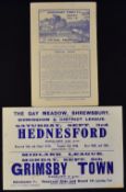 Non-League Shrewsbury Town home Football Programme 1946/47 Nottingham Forest, 1938/39 Shrewsbury