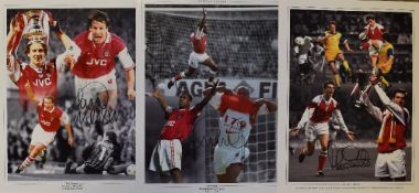 Arsenal Legends Signed Prints to include Alan Smith, Ian Wright and Paul Merson measure 30x42cm