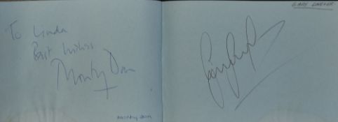 Autograph book with many hand signed signatures to include John Barnes, Ian Rush, Gary Lineker,