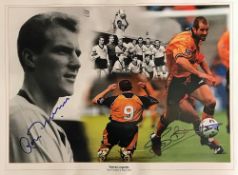 Wolverhampton Wanderers Legends Ron flowers and Steve Bull Signed Football Print measures 42x30cm