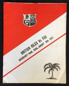 Scarce 1977 British Lions v Fiji rugby programme - played at Buckhurst Park, Suva, (25-21 defeat),