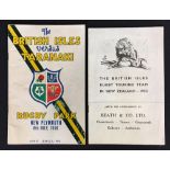 1950 British & Irish Lions Rugby New Zealand Tour programme and itinerary - v Taranaki (25-3 win),