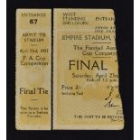 1927 Cup Final ticket Cardiff City v Arsenal at Wembley retained part is torn, the smaller 'give up'