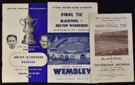 1953 FA Cup Final Football Programme Blackpool v Bolton Wanderers 2 May 1953 plus semi-finals