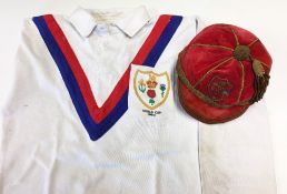 1960 Gt Britain Rugby League World Cup Shirt and Cap - No.17 long sleeve shirt was issued to and