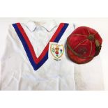 1960 Gt Britain Rugby League World Cup Shirt and Cap - No.17 long sleeve shirt was issued to and