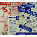 1950s Ipswich Town home Football programmes to include 51/52 Shrewsbury Town, Exeter City, Crystal