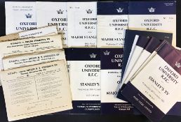 Oxford University v Stanley's XV Rugby programmes - including 6 single card format for years 1948,