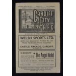 1947/48 Cardiff City v West Bromwich Albion Div.2 Football Programme 4 pager. Fair-Good.