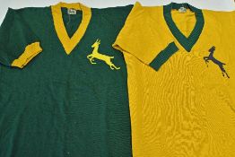 1947 South Africa Football Tour to Australia Ron Nicolson Football Shirts includes a green and