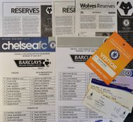 Wolverhampton Wanderers Reserves v Chelsea Football Programmes 2009/10, 2010/11, 2011/12 (+