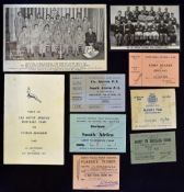 1953 South Africa Tour to UK Football Ephemera to include Itinerary, postcard, tickets include Co.