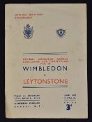 1947 FA Amateur Cup Final at Highbury, Wimbledon v Leytonstone Football programme dated 19 April