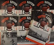 Collection of Manchester United home football programmes for season 1964/65 each has newspaper