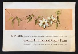 Rare 1964 Scottish Rugby tour to British Columbia Dinner menu - held at Bayshore Inn, Vancouver