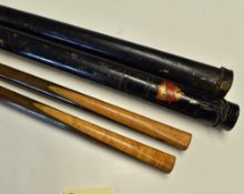 Snooker - 2x Unnamed Snooker Cues both one-piece cues, no maker's marks, both 17oz, and measure