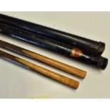 Snooker - 2x Unnamed Snooker Cues both one-piece cues, no maker's marks, both 17oz, and measure