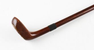 Original Sunday golf walking stick - light stained persimmon head handle with horn sole insert, rear