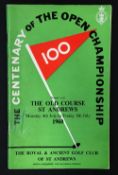 1960 Official St Andrews Centenary Open Golf Championship programme - played over The Old Course and