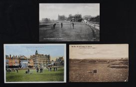 3x St Andrews Golfing post cards from the early1900's period - Golfing scene featuring The Road Hole