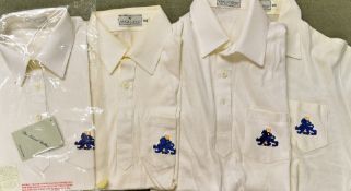 Four Cricket MCC Tour White Shirts with blue lion embroidered badges by Kent & Curwen, two having