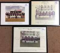 Three England & M.C.C. Tour Signed Team Photographs including M.C.C. tour to India, Sri Lanka and