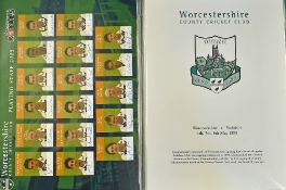 Cricket - Worcestershire County Cricket Club Signed Ephemera mostly team sheets c.1996 to 2011, plus