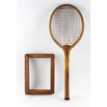 Tennis - T.H. Prosser & Sons Junior Tennis Racket c.1900 with a convex wedge and a wooden ridge