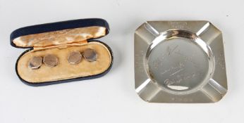 Peter Thomson 5x Open Golf Champion Exhibition Match - Rare 1960 Silver signed commemorative ashtray