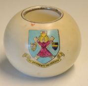 Wiltshaw & Robinson "Carlton Ware" St Andrews University pottery matchstick holder c.1910 -