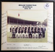 1978-79 England Touring Team in Australia Signed Team Photograph in colour with signatures to