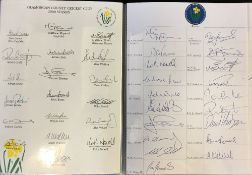 Cricket - 2000 Cricket County and Tour Signed Team Sheets including Derbyshire, Durham, Essex,