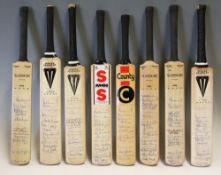 Cricket - Group of 8 England & M.C.C. Signed Miniature Cricket Bats with various signatures