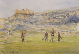 Ellis, Tristram - R.A (1844-1922) ROYAL ST DAVIDS GOLF COURSE HARLECH - water colour with possibly