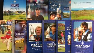 Collection of 10x Open Golf Championship programmes from 1991 - 2000 - a complete run all in very