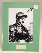 Horse Racing - Sir Gordon Richards Autograph - a signed clipping below a print, mounted and ready to