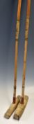 Equestrian - 2 x Polo Mallets with original vellum sheath around bamboo handle marked with 'F