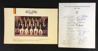 Cricket - 1974-75 M.C.C. Tour to Australia & New Zealand board mounted photograph and signed team