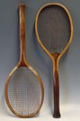 Tennis - 2x Fantail Handled Tennis Rackets includes a F. Haldon, Whitley Bay 'The Marvel' convex