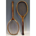 Tennis - 2x Fantail Handled Tennis Rackets includes a F. Haldon, Whitley Bay 'The Marvel' convex