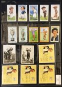 Collection of 1920/30's various golfing cigarette cards incl real photos and caricatures of Bobby