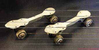 Roller Skating - Early 20th Century 'Birmal' Aluminium Roller Skates stamped with the trademark of