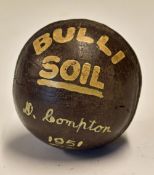 Cricket - Rare 1951'Bulli Soil' Cricket Ball with details painted onto the ball 'Bulli Soil D