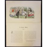 Croquet - Scarce c.1864 'A Croquet Match' Engraving a period hand coloured engraving by John Leech